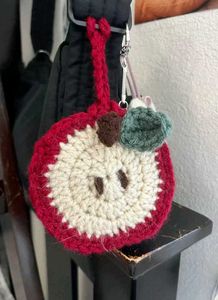 Crochet Apple Keychain Charm