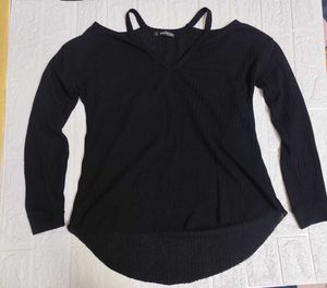 Shein Black Cold Shoulder Top