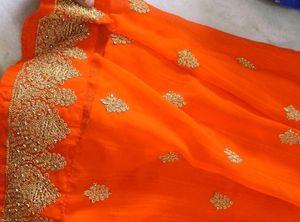 Orange Golden Zariwork Embroided Gown💕🌸