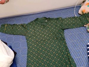 Green Printed Kurta