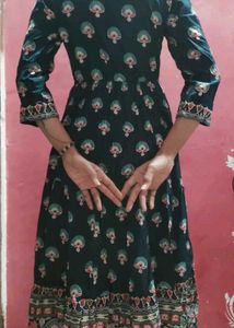 Floral Print Navy Blue Kurta