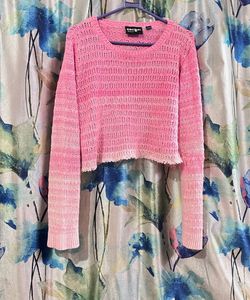 Pink Knit Crochet Top