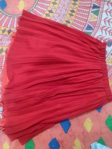 Red Pleated Skirt