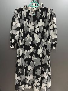 Black And White Knee Length Top