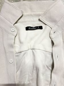 Zudio White Textured Shirt - Size S