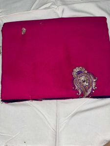 Pink Saree With Lace And Patches
