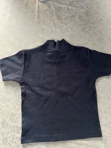 Cute Navy Blue Turtleneck Top