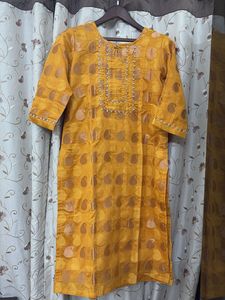 Yellow Printed Kurta