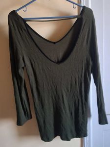 Olive Green Long Sleeve Top