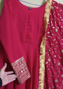 New/Unused Embroidered Straight Gown With Dupatta