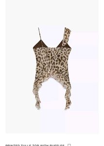 ZARA Leopard Ruffle Tulle Top
