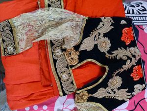 red girlish look saree