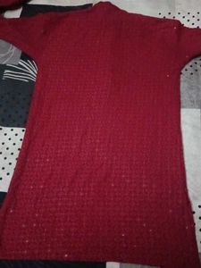 Maroon Embroidered Kurta