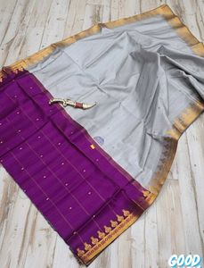 Elegant Silver &amp; Purple Saree