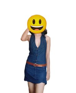 Denim Halter Mini Dress