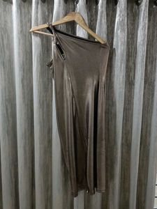 Metallic Bronze One-Shoulder Dress