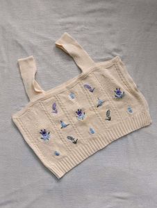 Floral Embroidered Knit Tank
