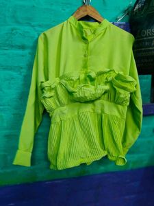 Green Pleated Top