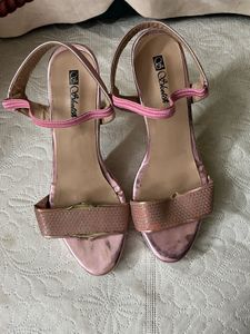 metallic pink heels