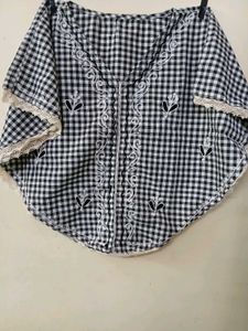 Gingham Lace Trim Top