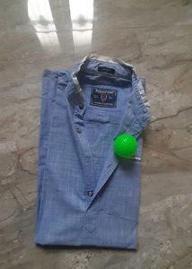 Long Fit L Men Casual Blue Shirt