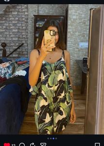 Tropical Print Sleeveless Dress