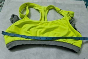 Athleta Gray &amp; Neon Yellow Sports Bra - M