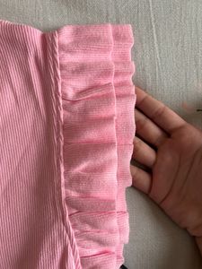 H&amp;M Flutter Sleeve Pastel Pink Top