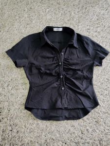 Ruched Button-Down Top