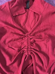 Red Long Sleeve Crop Top