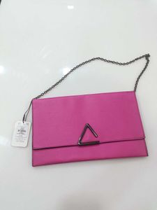 Combo Of 2bags.Pink Slingbag and a Golden bag