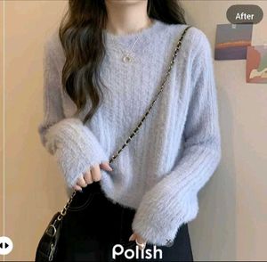 New With Tag Korean Cozy Blue Knit Sweater