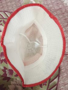Cute White Sun Hat with Floral Detail