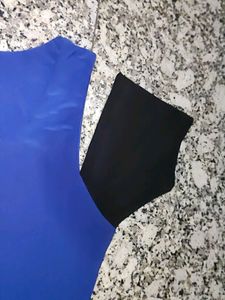 Blue And Black Short Dress Stretchable Fabric