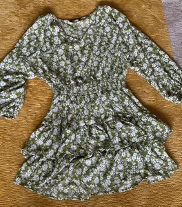 Green Floral Mini Dress