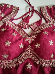 Maroon Embroidered Saree Blouse