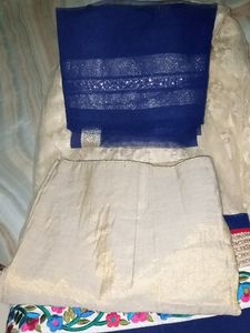 Gold Lehenga  Choli Blue Dupat