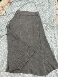 Gray Knit Midi Skirt