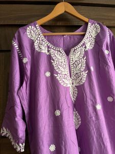 Lavender Embroidered 3XL suit set