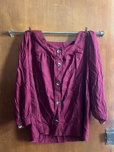 Burgundy Button-Down Top