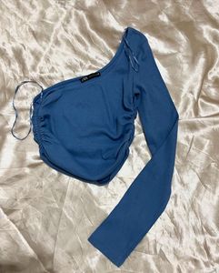 Blue One-Shoulder Top