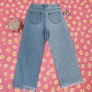 Two-Tone Wide-Leg Jeans