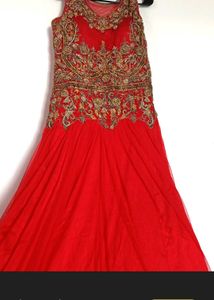 zardosi Red &amp; Gold Ethnic Gown
