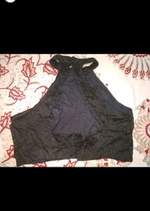 BLACK HALTER NECK BLOUSE