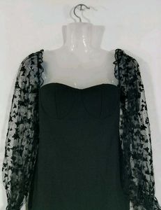Corset Black Mesh Sleeve Mini Dress