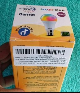 Wipro 9W B22D WiFi LED Smart Bulb with Music Sync Function, Compatible with Amazon Alexa and Google Assistant (16M Colours, Warm White/Neutral White/White + Dimmable) Pack of 1