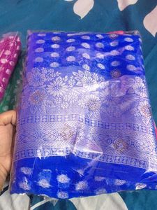 Chiffon Silver Butta Saree With Stone Work