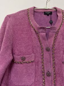 Elegant Pink Knit Cardigan