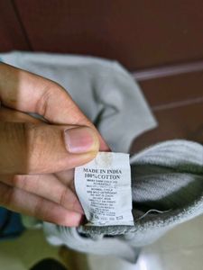 MAX Grey Self-Striped 100% Cotton T-Shirt