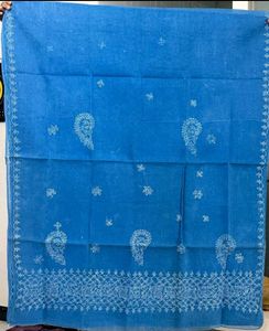 Blue Chikankari Cotton Saree